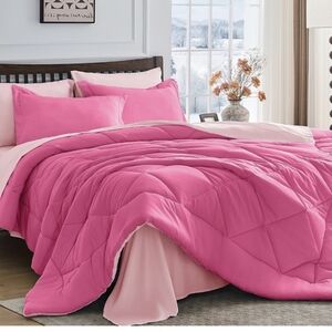 HEVUMYI 7 Pieces Queen Comforter Set, All Season Reversible Bed in a Bag, Ultra